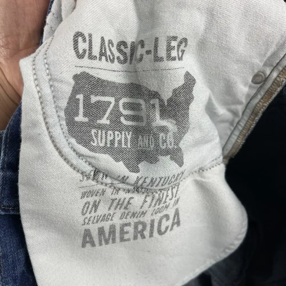 1791 Supply Co Selvedge Jeans Mens 38x29 Classic Leg Dark Wash Button Fly USA*